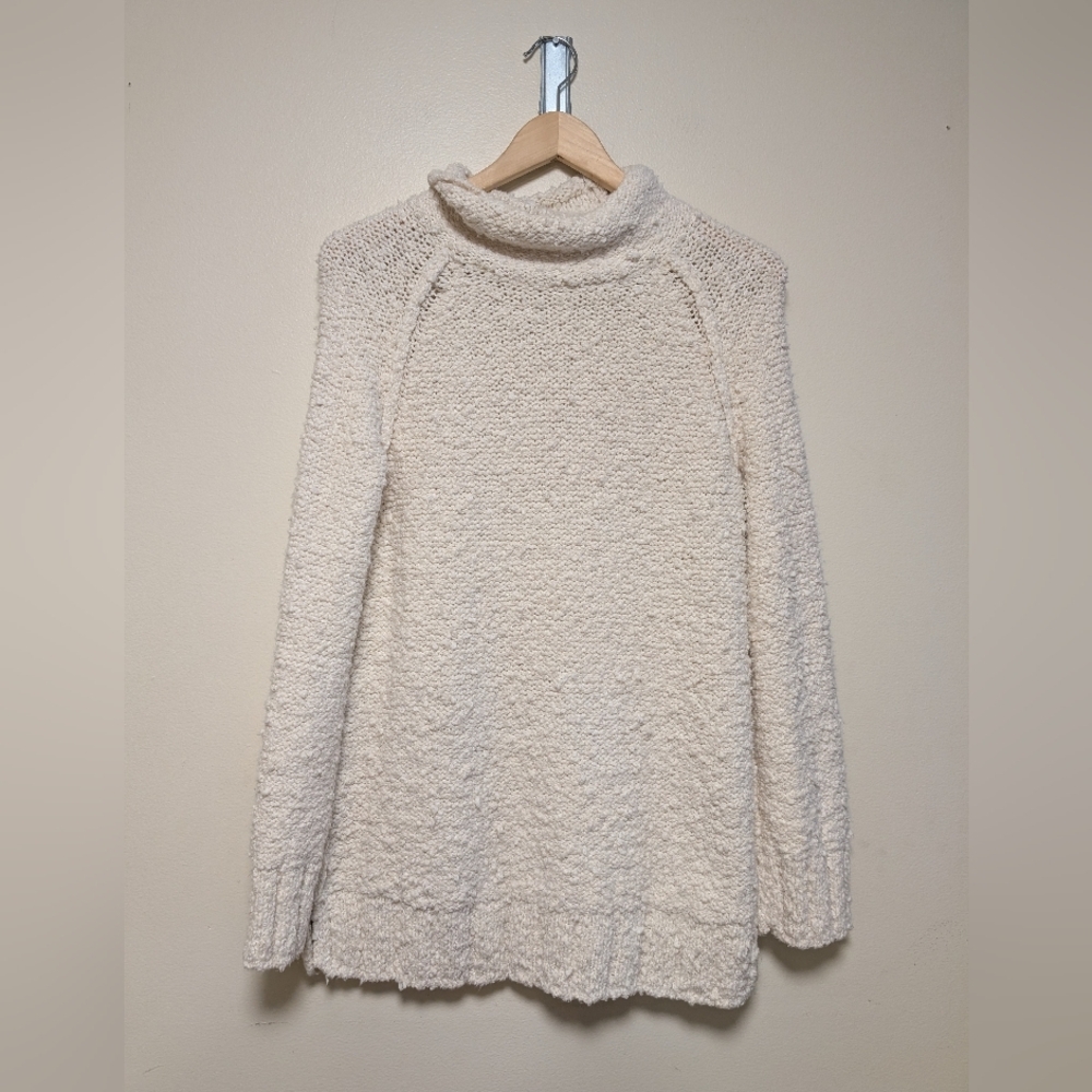 MOTH for Anthropologie Cream Textured Knit Turtleneck Sweater | Size S